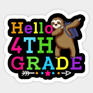 Sloth Hello 4th Grade Teachers Kids Back to school Gifts Sticker